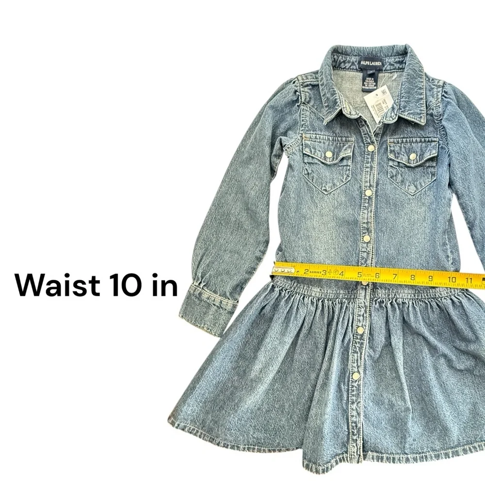 Ralph Lauren Girls Denim Shirt Dress in Light Blue